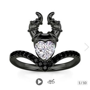 Maleficent black rhinestone ring